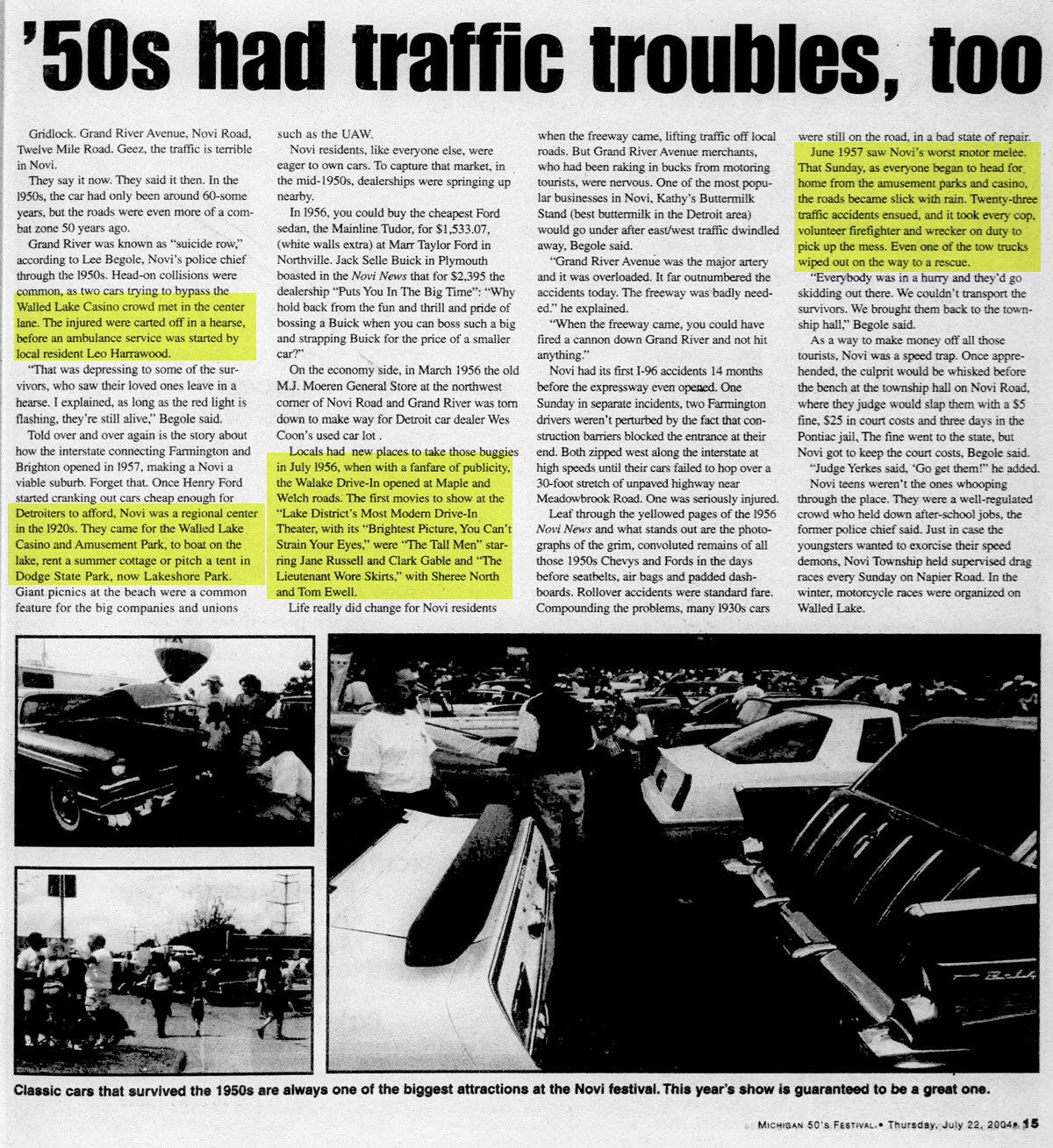 2004 article about the vintage walled lake joints Walake Drive-In Theatre, Walled Lake
